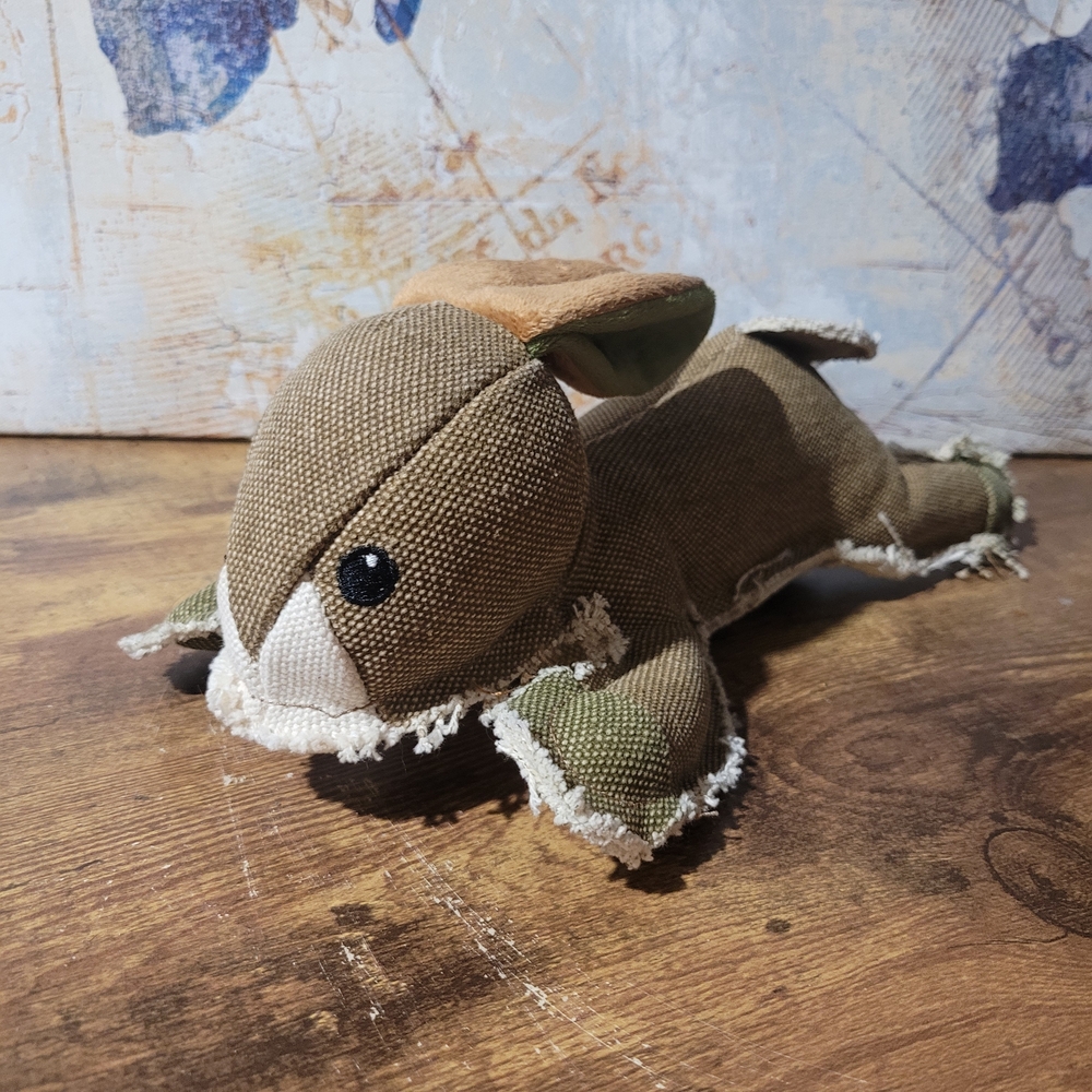 Brown and Green Stuffed Distressed Bunny.